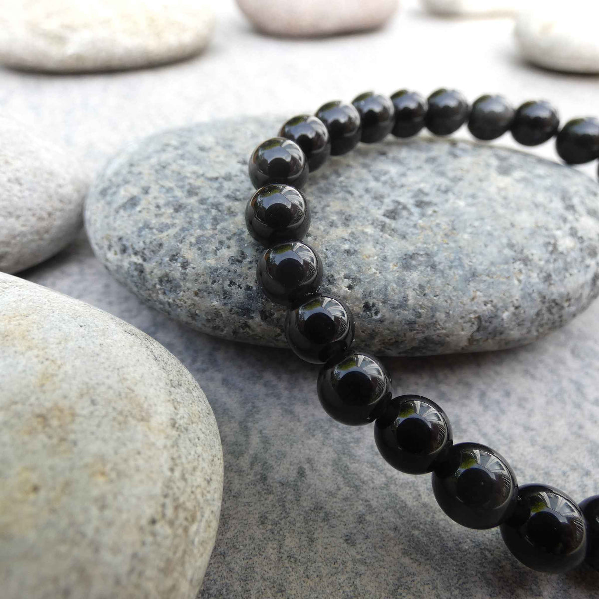 Natural obsidian deals stone bracelet