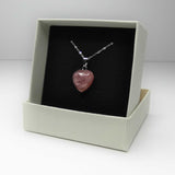 Natural Strawberry Quartz Crystal Heart Necklace