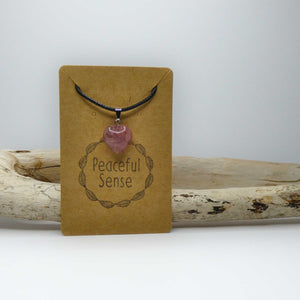 Natural Strawberry Quartz Crystal Heart Necklace